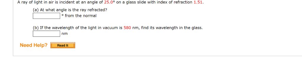 Solved A ray of light in air is incident at an angle of | Chegg.com