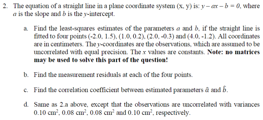 2. The equation of a straight line in a plane | Chegg.com