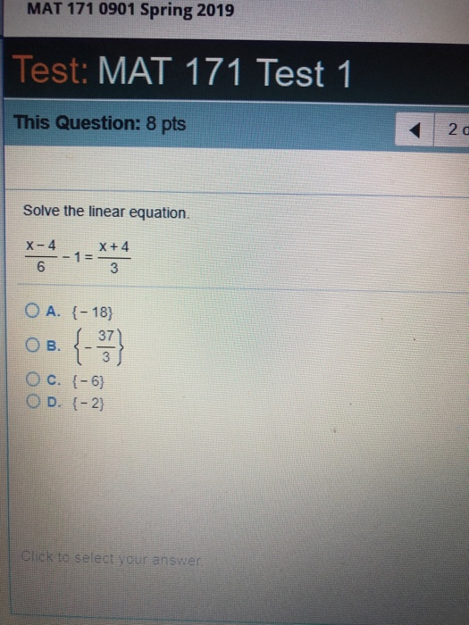 Solved MAT 171 0901 Spring 2019 Test: MAT 171 Test 1 This | Chegg.com