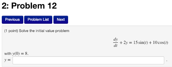 Solved 2: Problem 12 Previous Problem List Next (1 point) | Chegg.com