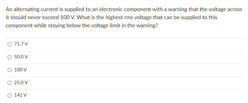 Solved An alternating current is supplied to an electronic | Chegg.com