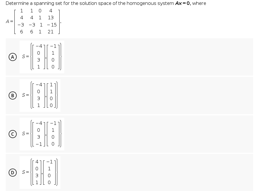Solved Determine a spanning set for the solution space of | Chegg.com