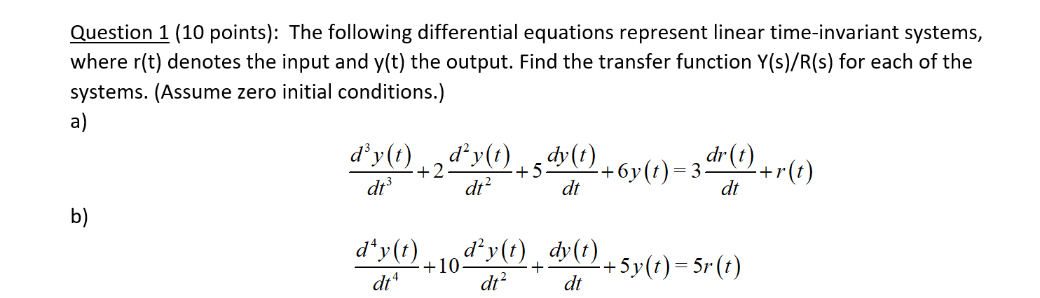 Solved Question 1 (10 points): The following differential | Chegg.com