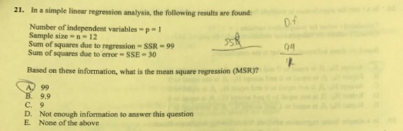 Solved 21. In a simple linear regression analysis, the | Chegg.com