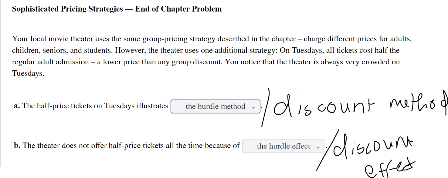 Solved Sophisticated Pricing Strategies — End of Chapter | Chegg.com