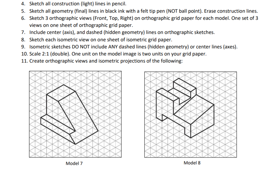 Solved 4. Sketch All Construction (light) Lines In Pencil. 