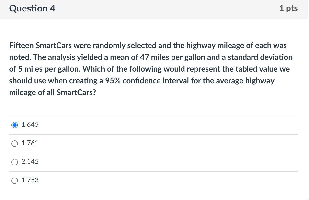 Solved Question 3 1 Pts A Random Sample Of 82 College | Chegg.com