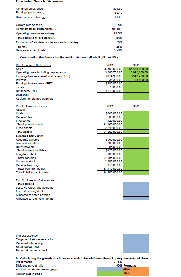 Excel Activity: Forecasting Financial Statements | Chegg.com