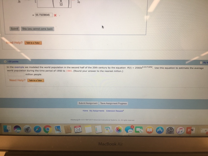 Solved In the example we modeled the world population in the | Chegg.com