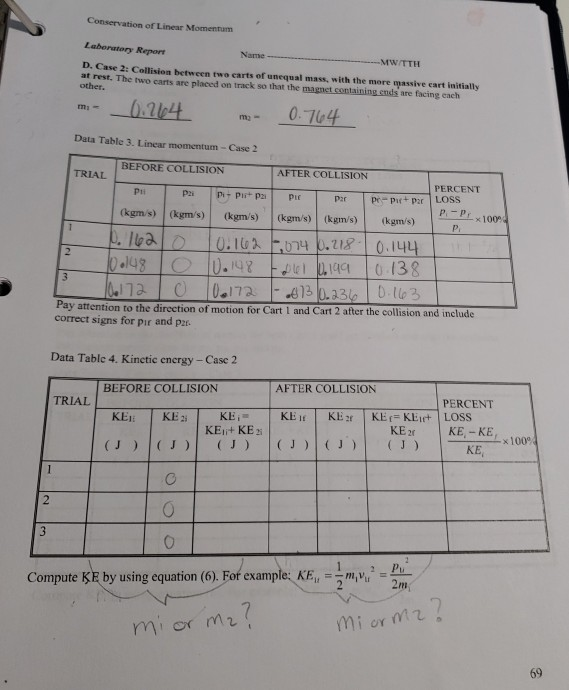 lab report physics matriculation experiment 4 linear momentum