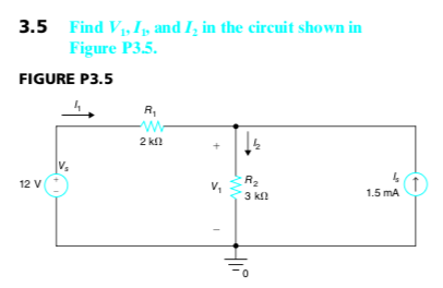 Solved 3.5 Find V, 1, and I, in the circuit shown in Figure | Chegg.com