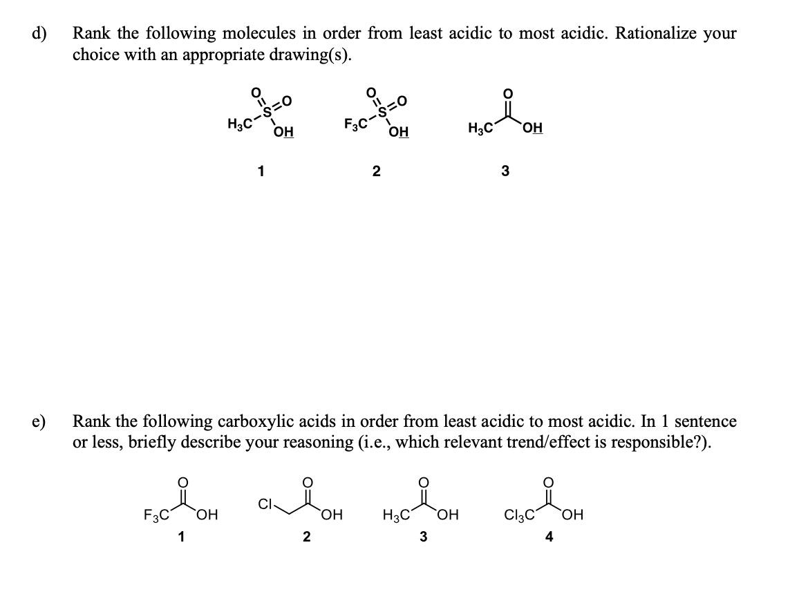 Solved Rank The Following Molecules In Order From Least | Chegg.com