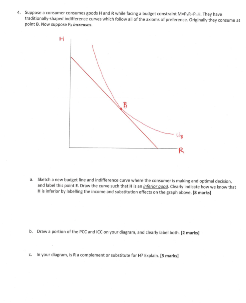 Solved 4. Suppose A Consumer Consumes Goods H And R While | Chegg.com