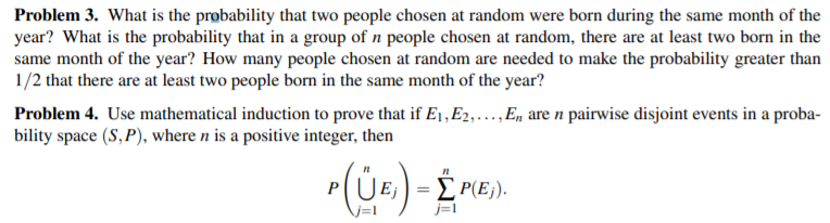 Solved Problem 3. What Is The Probability That Two People | Chegg.com