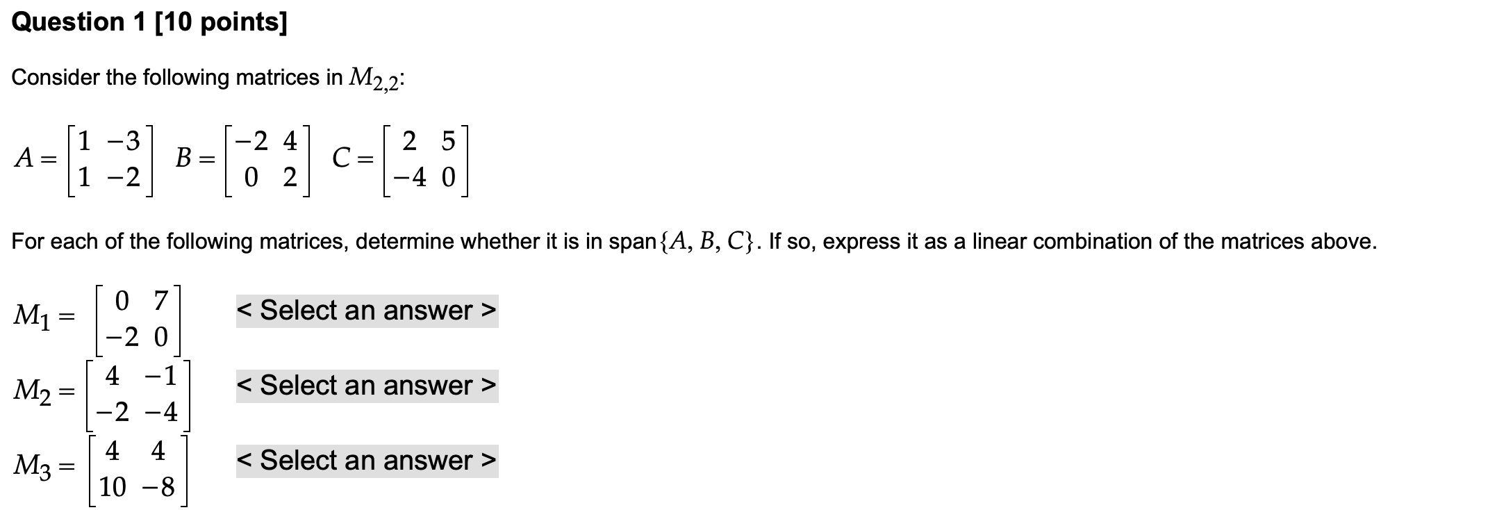 Solved Question 1 [10 points] Consider the following | Chegg.com