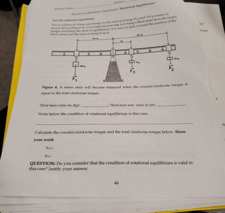 Solved Section Student Name Report On Laboratory Experiment | Chegg.com