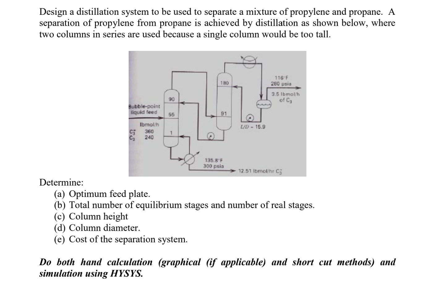 Design a distillation system to be used to separate a | Chegg.com