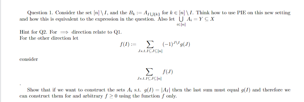 1. Let {A;}î be a collection of subsets of a set X. | Chegg.com