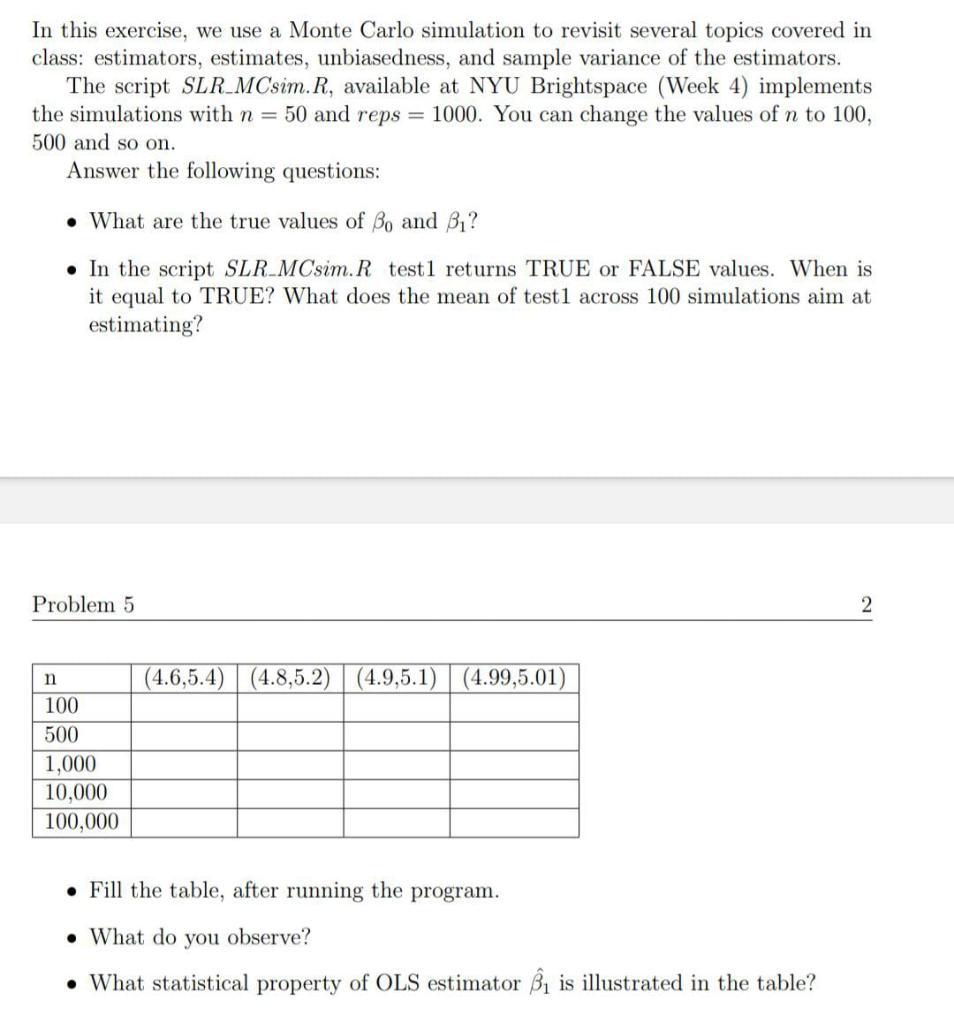 Solved In this exercise, we use a Monte Carlo simulation to | Chegg.com