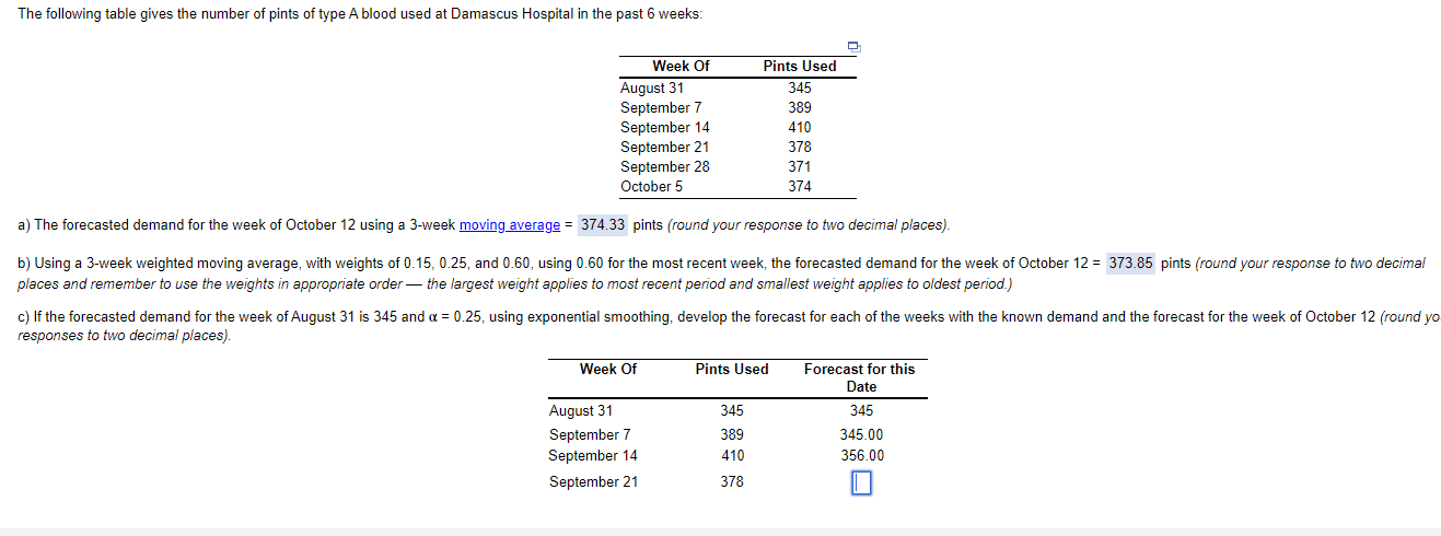 Solved The following table gives the number of pints of type | Chegg.com