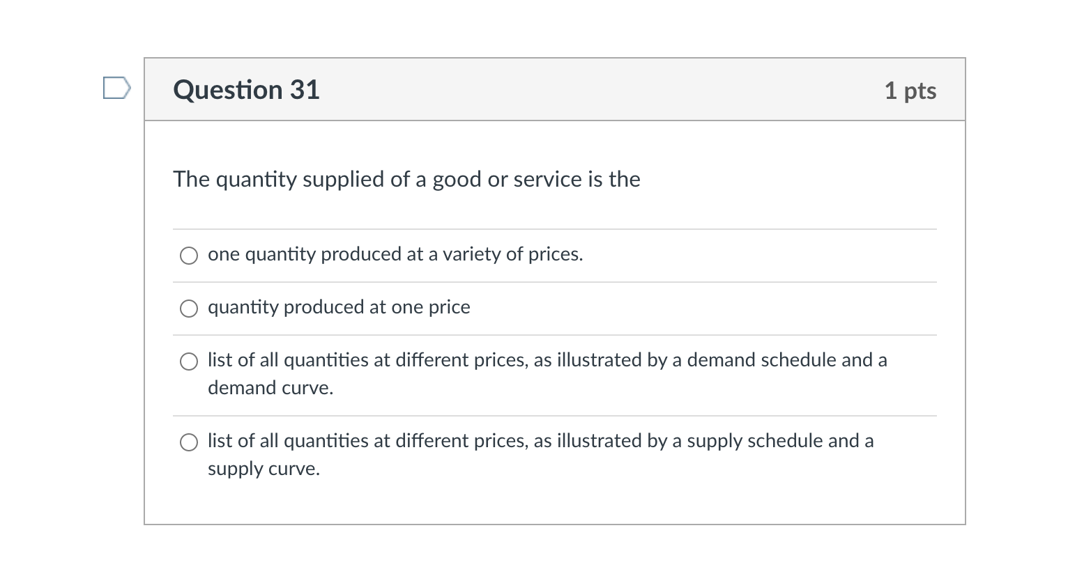 Solved Question 31 1 Pts The Quantity Supplied Of A Good Or | Chegg.com