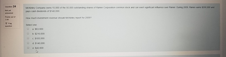 Solved Quesion 24 Mckinley Company Owns 15,000 Of The 50,000 