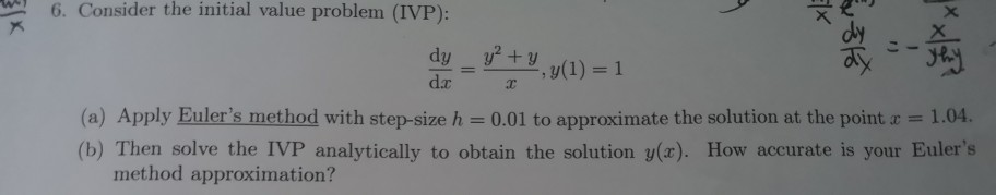 Solved 6. Consider the initial value problem (IVP): tu y² + | Chegg.com