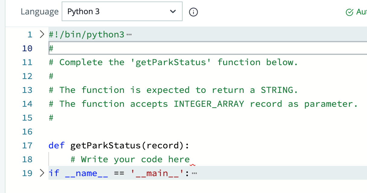 Language Python 3
(i)
Q Au