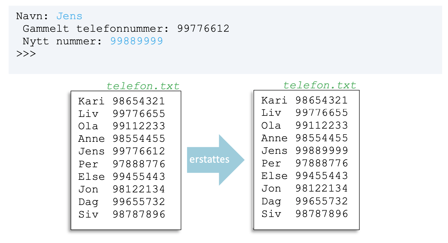 Solved Make a program that changes the person's phonenumber | Chegg.com