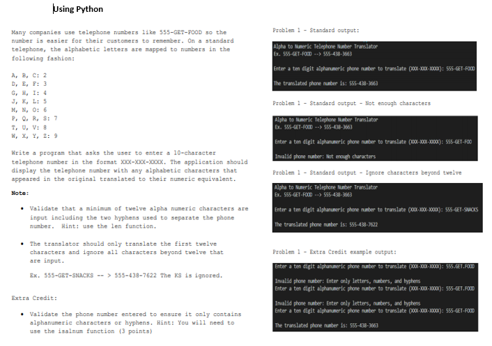 Solved Using Python Problen 1 - Standard output: Many | Chegg.com