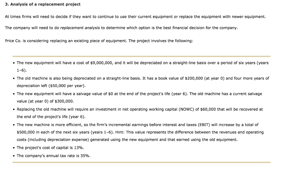 Solved: 3. Analysis Of A Replacement Project At Times Firm... | Chegg.com