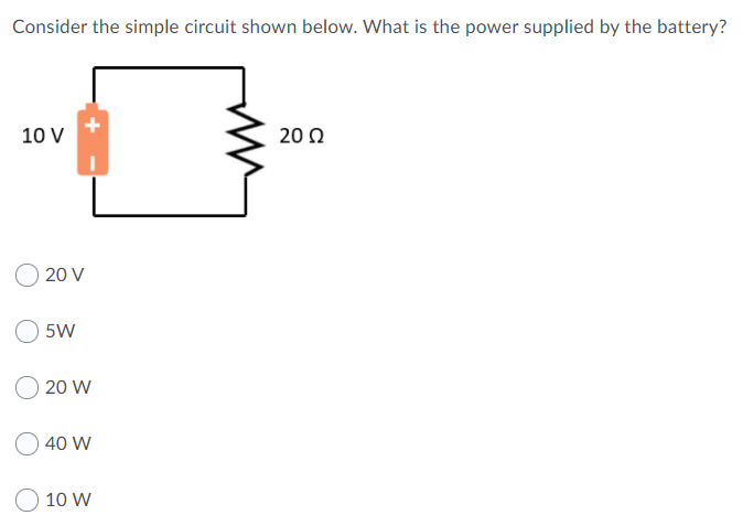 Solved Consider the simple circuit shown below. What is the | Chegg.com