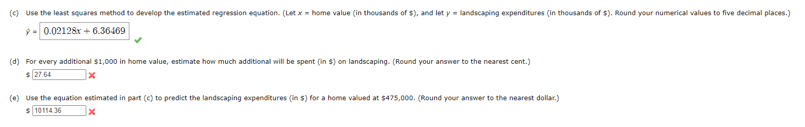 Solved (c) Use the least squares method to develop the | Chegg.com