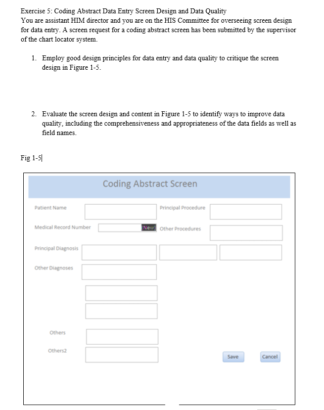 Solved Exercise 5: Coding Abstract Data Entry Screen Design | Chegg.com