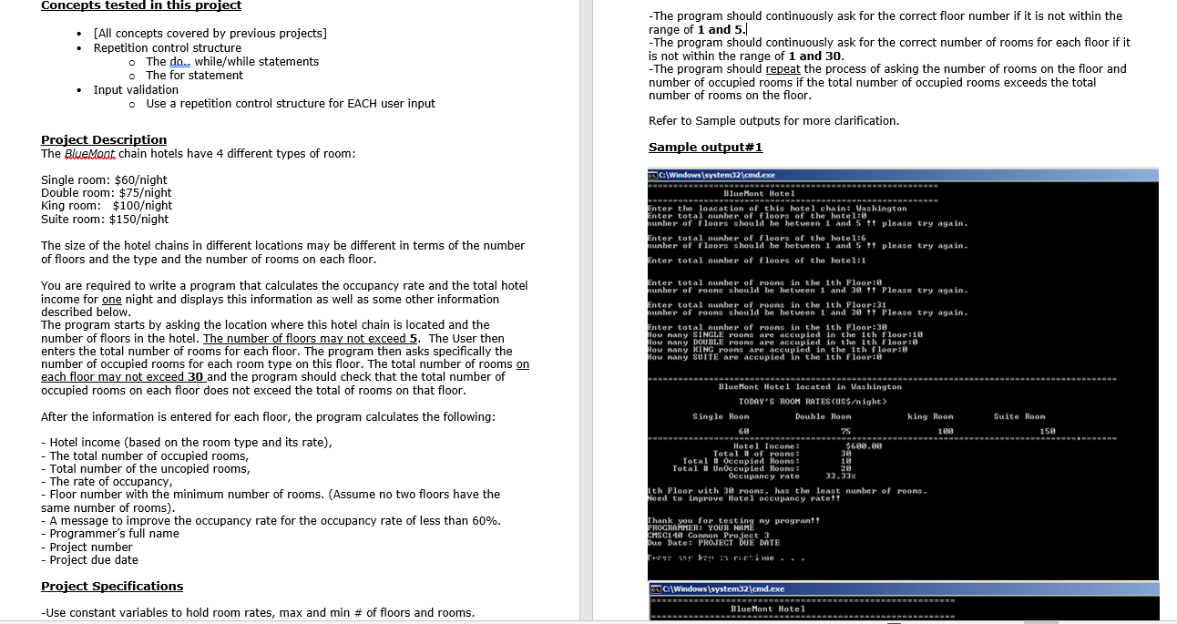 Solved Concepts tested in this project • [All concepts | Chegg.com
