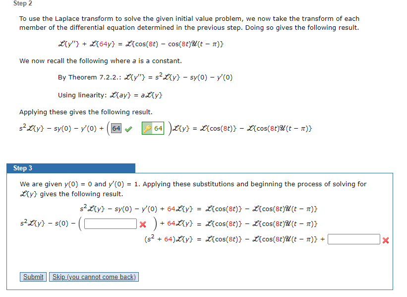 Solved Step 2 To use the Laplace transform to solve the | Chegg.com
