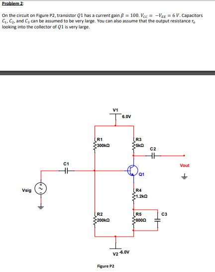 Solved On the circuit on Figure P2, transistor Q1 has a | Chegg.com