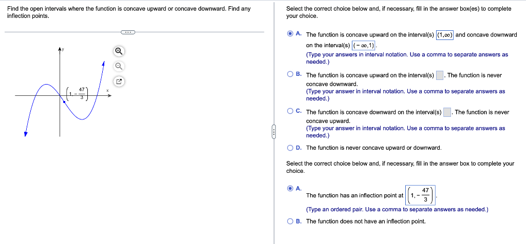 Solved Find the open intervals where the function is concave | Chegg.com