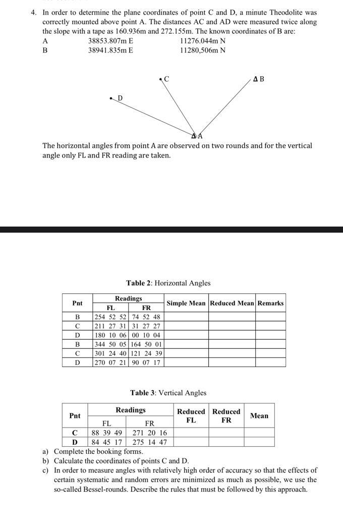 4. In order to determine the plane coordinates of | Chegg.com
