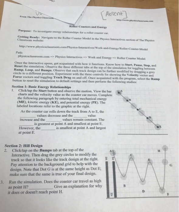 Gizmo Roller Coaster Physics Worksheet Answers Math Worksheets For