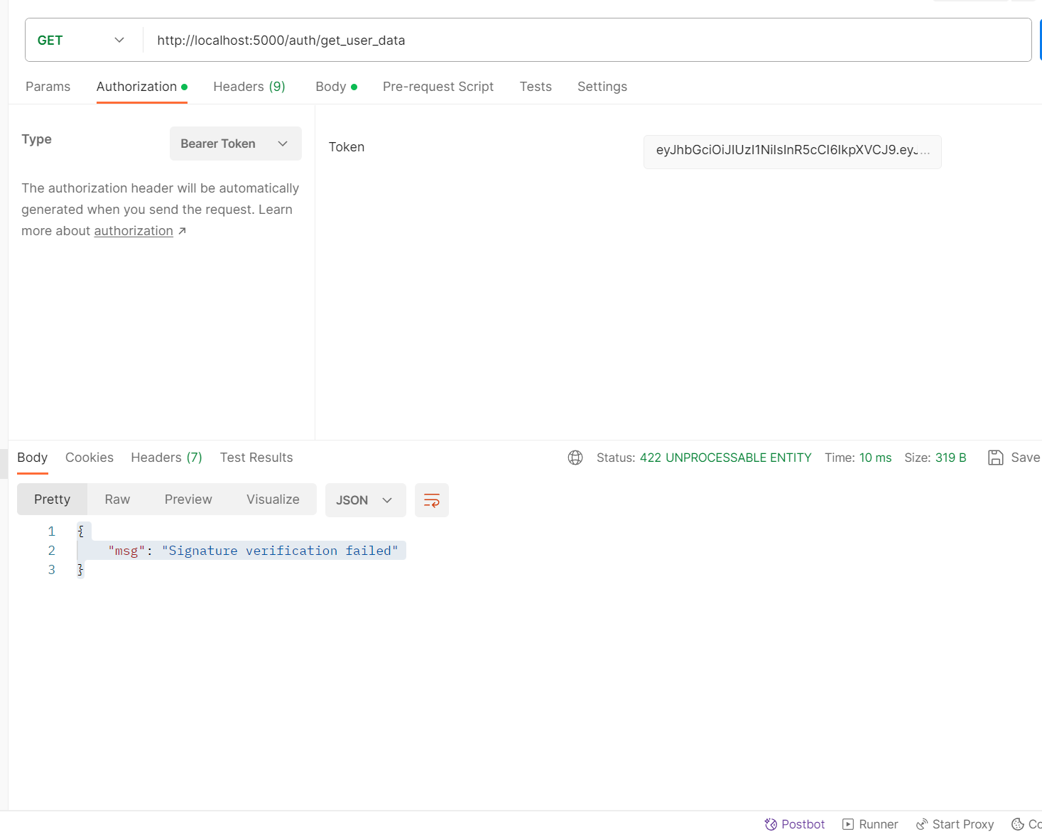 Keep getting signature failed , login is able to | Chegg.com