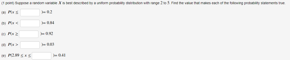 Solved (1 point) Suppose a random variable X is best | Chegg.com