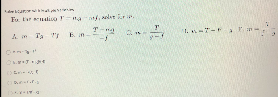 Solved Solve Equation With Multiple Variables For The Equ Chegg Com