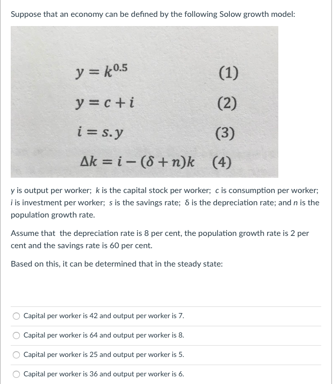 Solved Suppose that an economy can be defined by the | Chegg.com