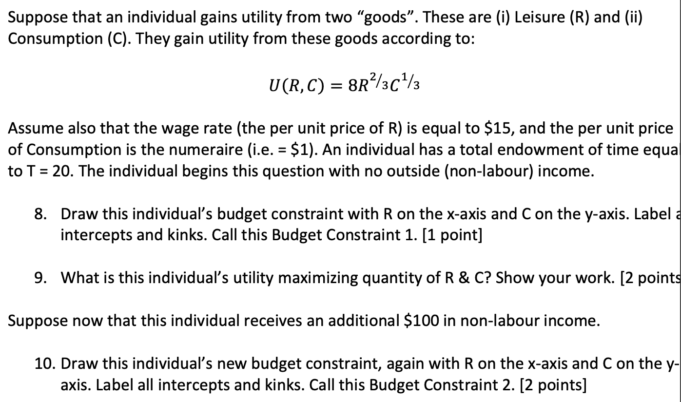 Solved Suppose that an individual gains utility from two | Chegg.com