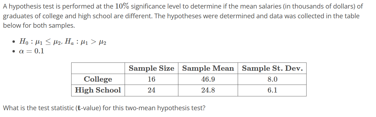 Solved by an EXPERT A hypothesis test is ﻿performed at ﻿the 10% | Chegg.com