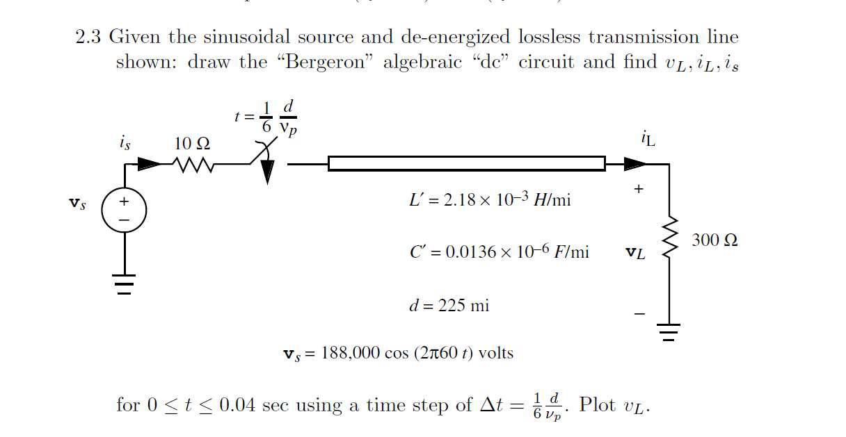 2.3 Given the sinusoidal source and de-energized | Chegg.com