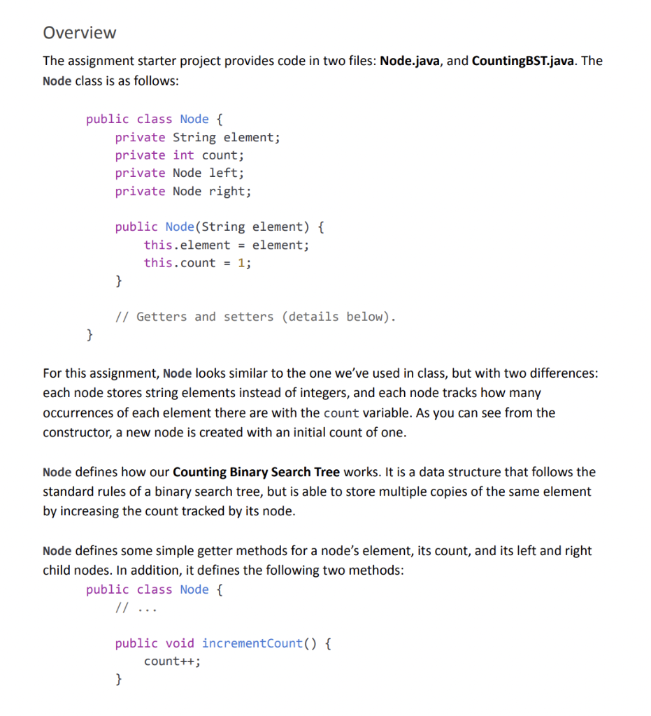 Solved Overview The assignment starter project provides code | Chegg.com