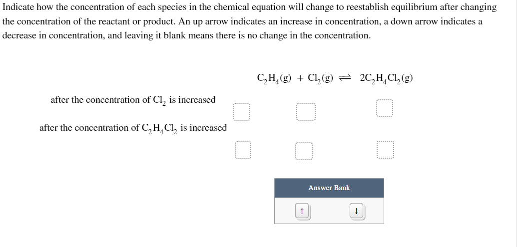 Solved Indicate how the concentration of each species in the