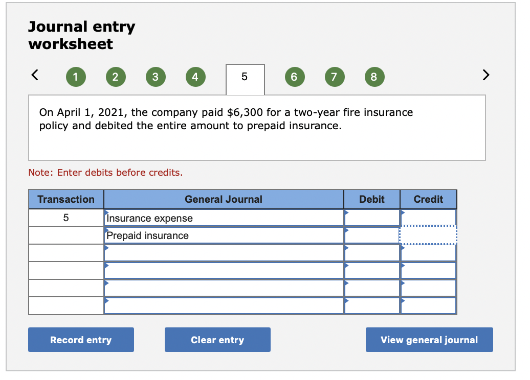 Solved Journal Entry Worksheet 1 2 3 4 5 6 7 8 On April 1, | Chegg.com